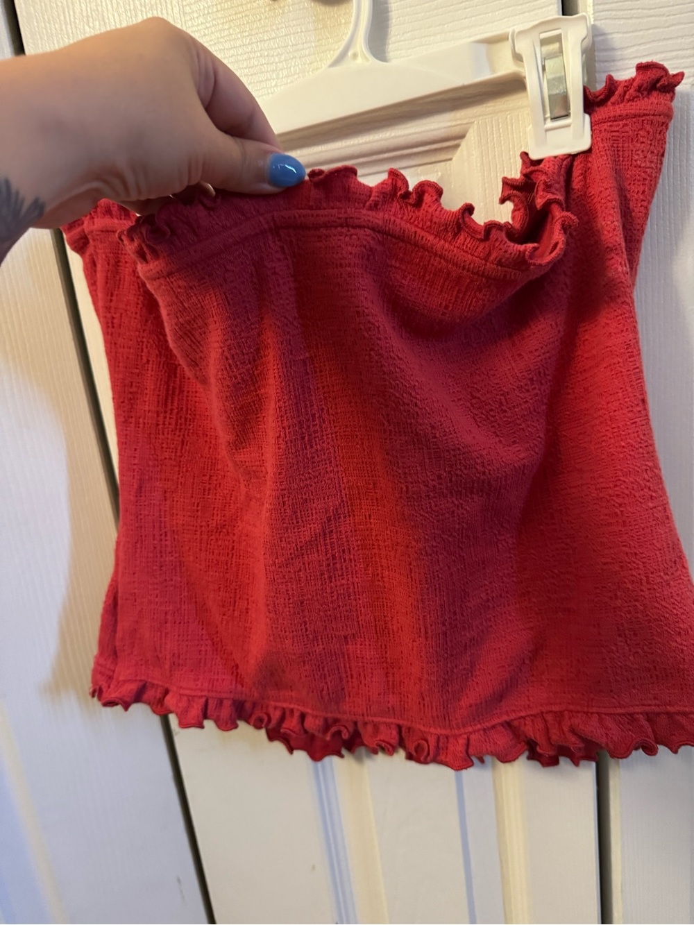 Universal Thread Women’s Red Ruffle-Trim Tube Top - Picture 2 of 4